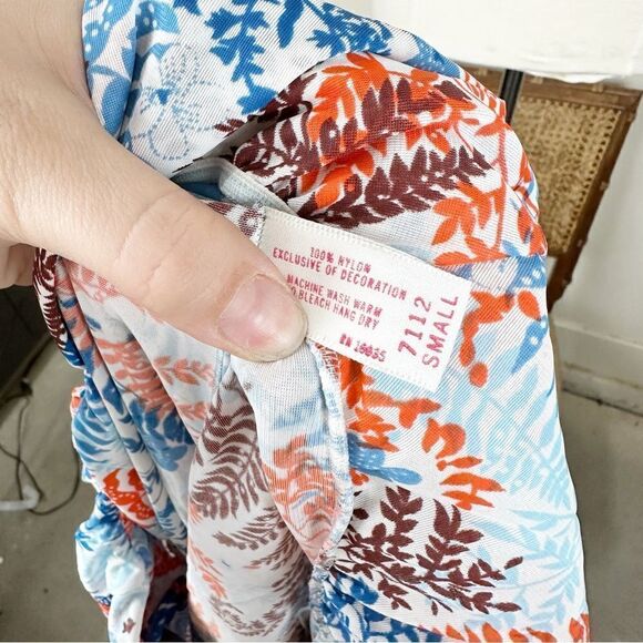 Vintage 70 Floral Orange Sleeveless Summer Casual Maxi Dress Small Venus - Picture 9 of 9